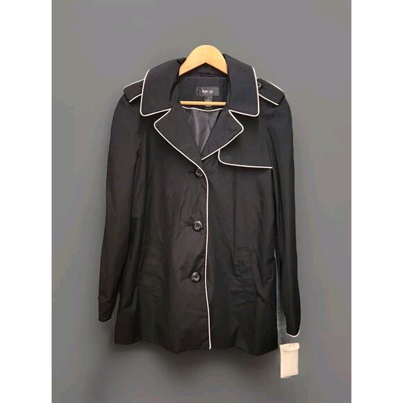 Style & Company black raincoat size Petite Large Belt Is Missing - Picture 1 of 11